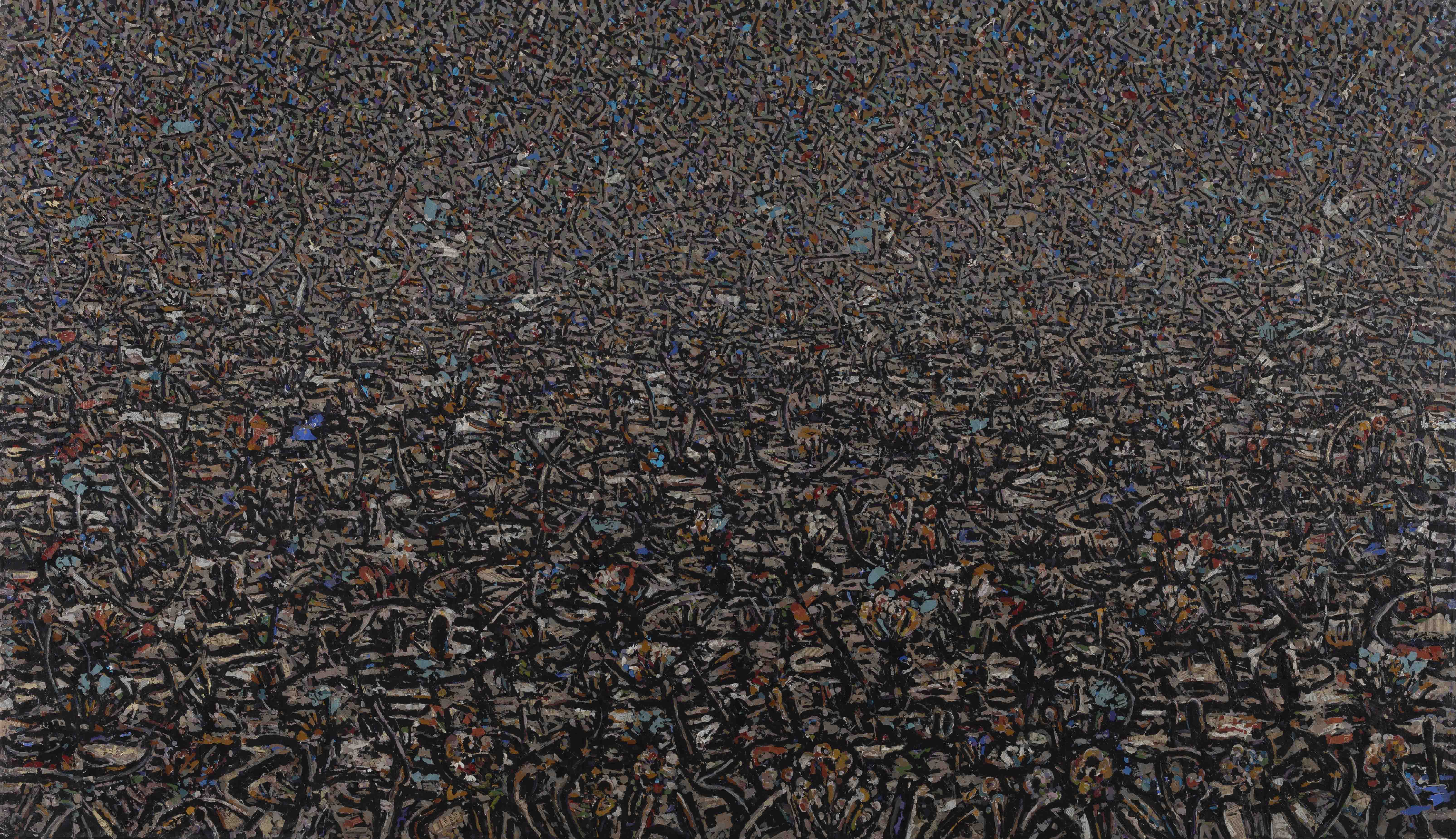 Bölge-2, Tuval üzeri yagliboya ve kagit kolaj, 250x450 cm, 2017